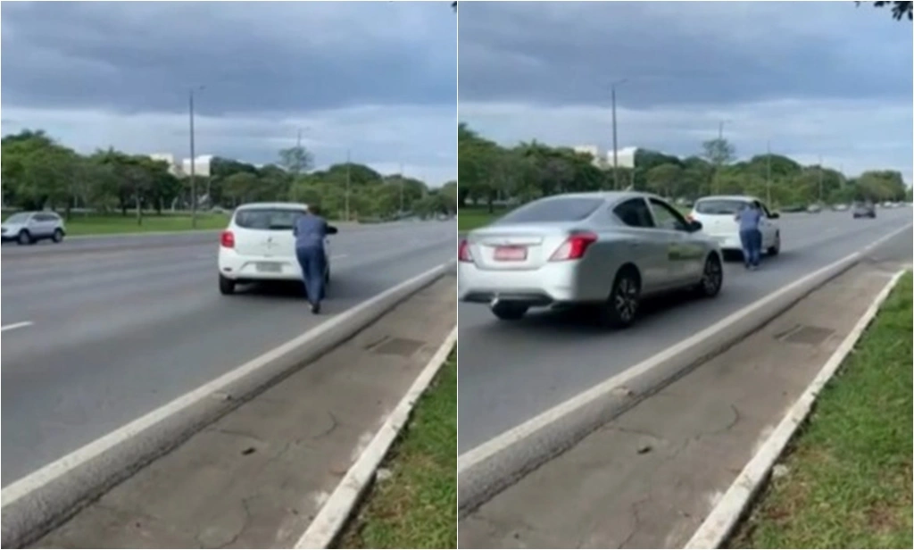 Homem é atropelado enquanto empurrava carro por aplicativo