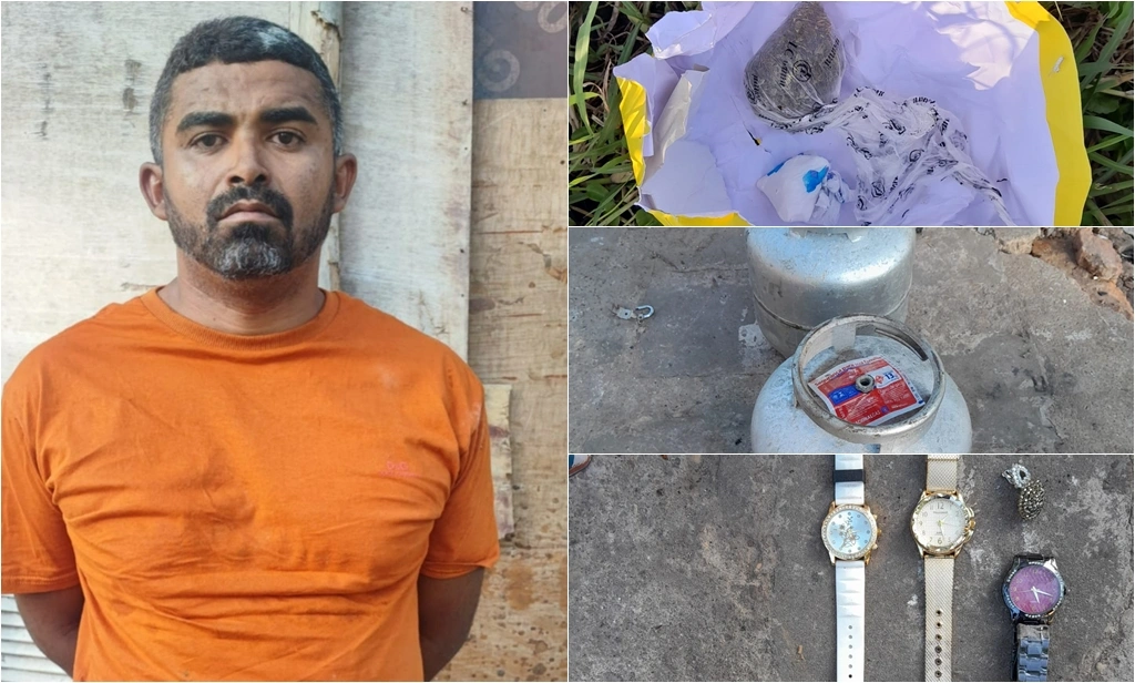 Homem foi preso com drogas e itens roubados