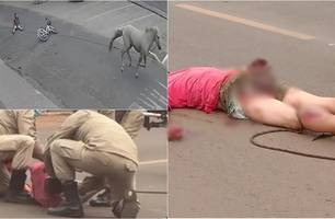 Homem tenta roubar cavalo e é arrastado por 750 metros (Foto: Reprodução) Homem tenta roubar cavalo e é arrastado por 750 metros (Foto: Reprodução)