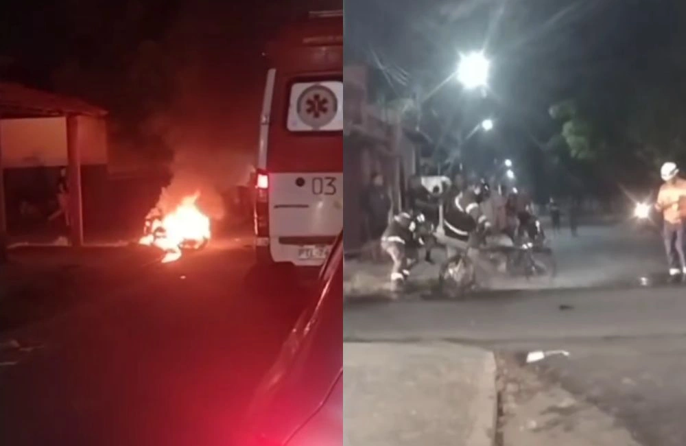 Motociclista bate em ambulância do SAMU e moto pega fogo em Timon