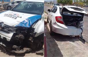 PM dorme ao volante e colide contra carro (Foto: Reprodução) PM dorme ao volante e colide contra carro (Foto: Reprodução)