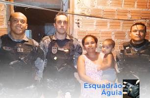 Ação rápida do Esquadrão Águia salva criança engasgada no bairro Sucessão em Timon (Foto: Reprodução)