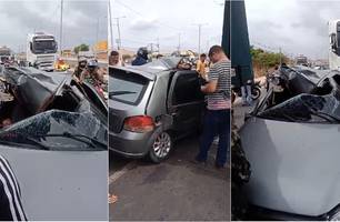 Acidente deixa homem morto preso nas ferragens próximo ao Mário Covas, em Teresina (Foto: Reprodução) Acidente deixa homem morto preso nas ferragens próximo ao Mário Covas, em Teresina (Foto: Reprodução)