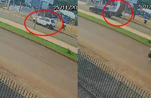 'Capotamento fantasma' é registrado com carro estacionado no Paraná (Foto: Reprodução)