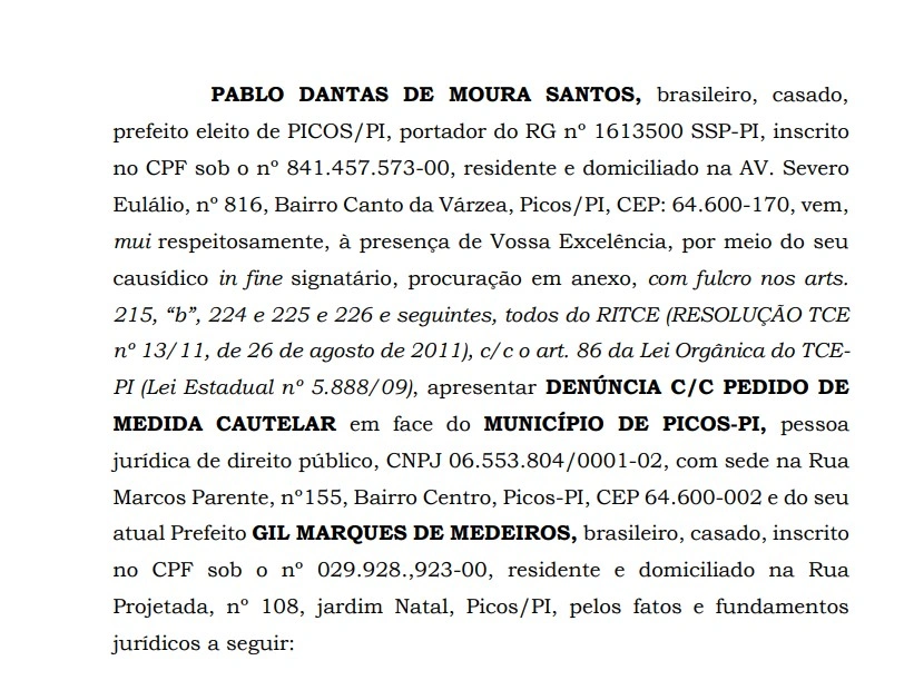 Denúncia foi protocolada nesta terça-feira (26)