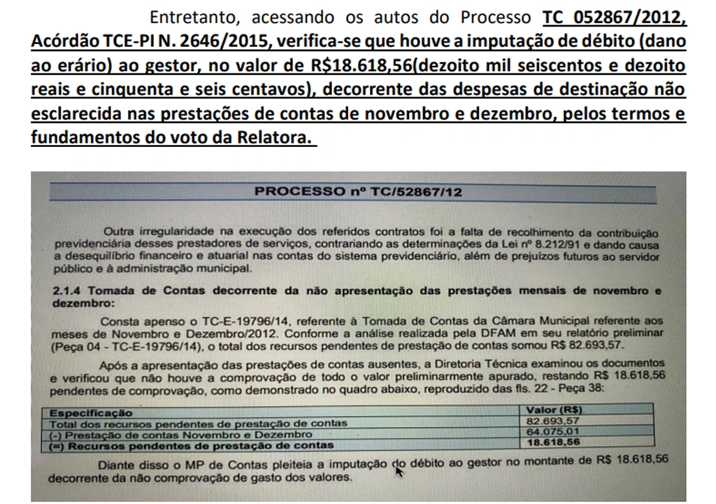 Ex-vereador não comprovou destinação de gastos na prestaçaõ de contas