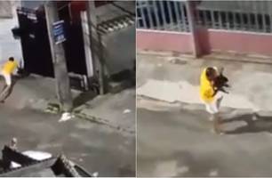 Homem é preso após agredir cachorro e usar pedaço de pau em Salvador (Foto: Reprodução)