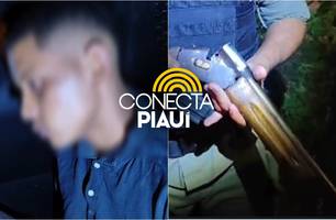 Jovem é preso com arma de fogo durante ação da PM em Demerval Lobão; outro fugiu (Foto: Reprodução) Jovem é preso com arma de fogo durante ação da PM em Demerval Lobão; outro fugiu (Foto: Reprodução)