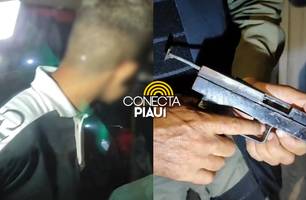 Menor de idade apreendido em Teresina diz que arma de fogo era pra 'segurança' (Foto: Repórter 12/Conecta Piauí) Menor de idade apreendido em Teresina diz que arma de fogo era pra 'segurança' (Foto: Repórter 12/Conecta Piauí)