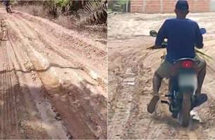Moradores denunciam estrada intrafegável em Teresina (Foto: Conecta Piauí) Moradores denunciam estrada intrafegável em Teresina (Foto: Conecta Piauí)