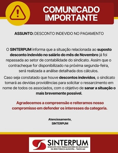 Timon : Sindicato vai investigar descontos nos contracheques dos professores