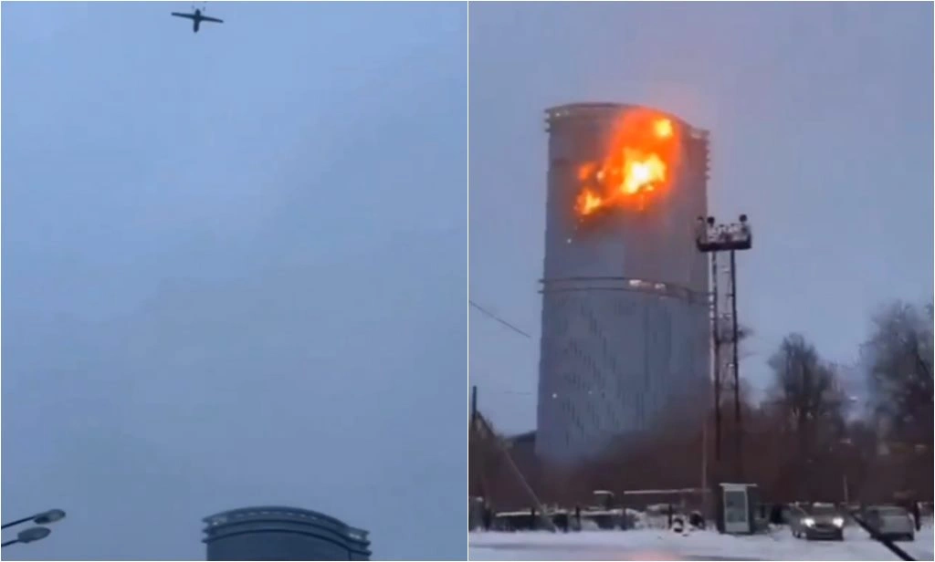 Ataques com drones causam incêndios em prédio residencial na Rússia