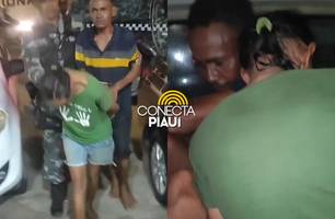 'Casal 20' é preso após ameaçar jovens com arma de fogo em Teresina (Foto: Repórter 12/Conecta Piauí) 'Casal 20' é preso após ameaçar jovens com arma de fogo em Teresina (Foto: Repórter 12/Conecta Piauí)