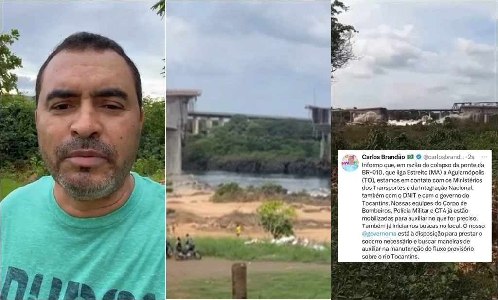 Governadores do Tocantins e do Maranhão se pronunciam sobre desabamento de ponte