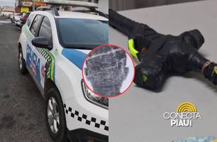 Homem suspeito de assaltar mercado com arma feita de cano é preso em Teresina (Foto: Repórter 12/Conecta Piauí) Homem suspeito de assaltar mercado com arma feita de cano é preso em Teresina (Foto: Repórter 12/Conecta Piauí)