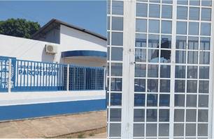 Paciente quebra porta de UBS em Timon a pedradas (Foto: Reprodução)