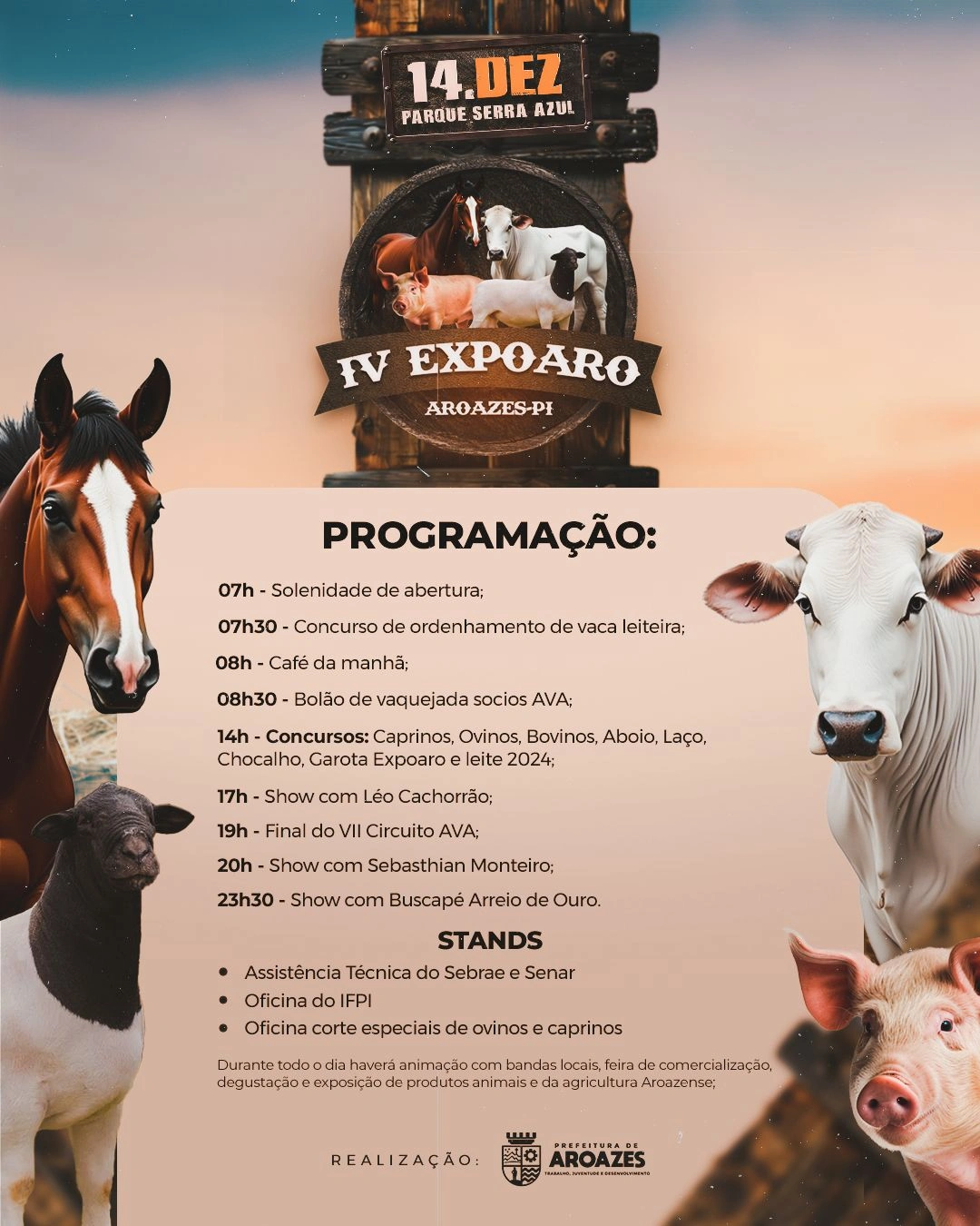 Prefeitura de Aroazes divulga programação completa da aguarda IV EXPOARO