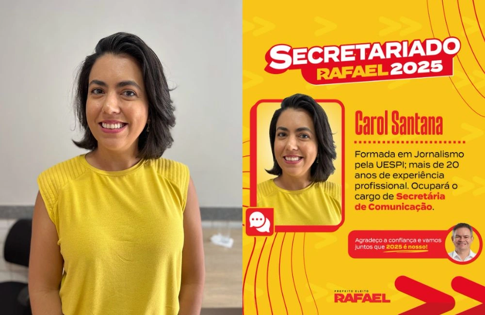 Rafael anuncia Carol Santana como Secretária de Comunicação de Timon