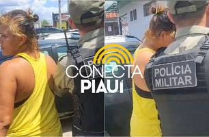 Tia é presa após tentar esfaquear sobrinho e quebrar medida protetiva em Teresina (Foto: Conecta Piauí) Tia é presa após tentar esfaquear sobrinho e quebrar medida protetiva em Teresina (Foto: Conecta Piauí)