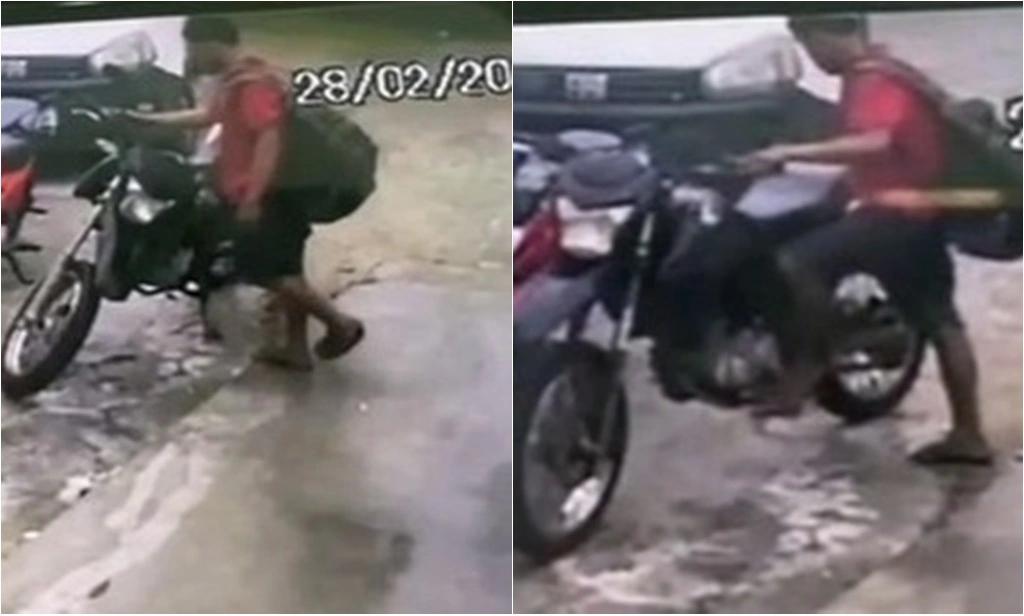 Ação do criminoso foi flagrada por câmeras de segurança