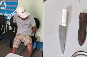 Homem foi preso portando arma branca (Foto: Reprodução) Homem foi preso portando arma branca (Foto: Reprodução)