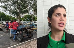 ‘Não tem diálogo’, diz Thanandra sobre manifestação dos carroceiros em Teresina (Foto: Naiane Feitosa/Conecta Piauí) ‘Não tem diálogo’, diz Thanandra sobre manifestação dos carroceiros em Teresina (Foto: Naiane Feitosa/Conecta Piauí)
