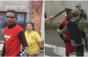 População tenta linchar suspeito de assalto em Teresina; ele foi preso pela PM (Foto: Reprodução) População tenta linchar suspeito de assalto em Teresina; ele foi preso pela PM (Foto: Reprodução)