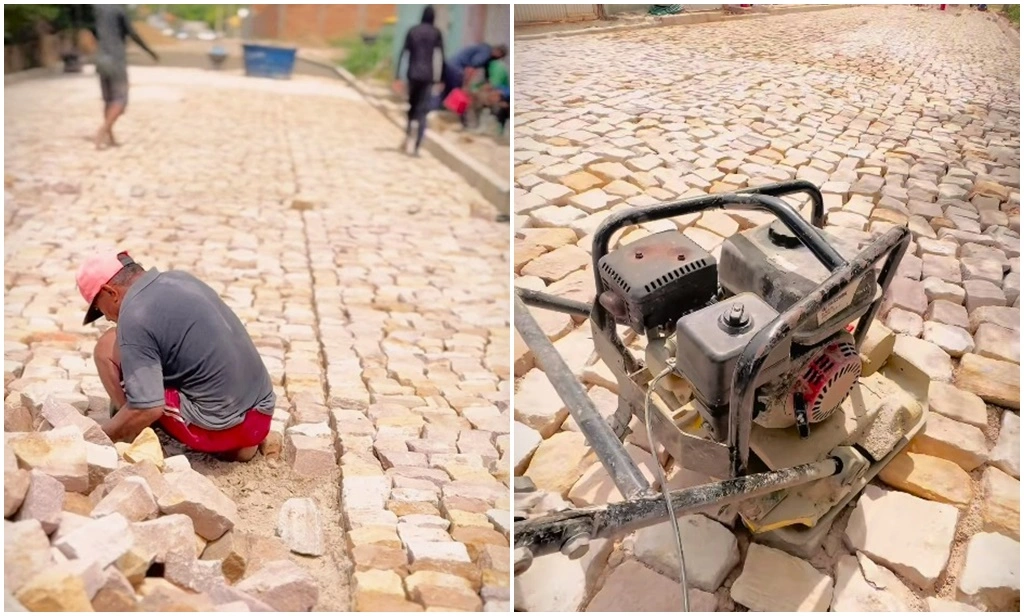 Serviço de pavimentação no bairro Parque das Estrelas