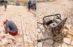 Serviço de pavimentação no bairro Parque das Estrelas (Foto: Reprodução) Serviço de pavimentação no bairro Parque das Estrelas (Foto: Reprodução)