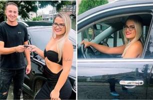 Ganhou carro de presente do marido (Foto: Reprodução)