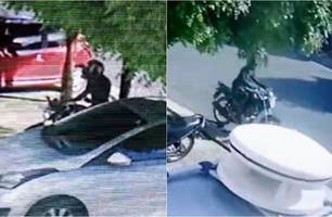 Homem é flagrado por câmera de segurança (Foto: Reprodução)