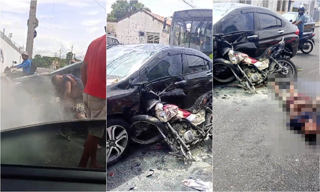 Homem fica com corpo queimado após colidir moto em veículo em Teresina