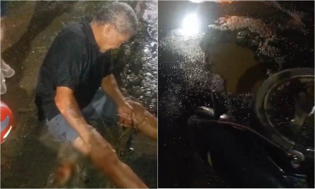 Idoso sofre acidente ao cair em buraco em avenida de Teresina