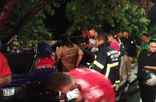Carro colide contra árvore e condutor fica gravemente ferido (Foto: Reprodução) Carro colide contra árvore e condutor fica gravemente ferido (Foto: Reprodução)
