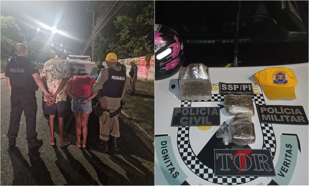 Casal preso e material apreendido pela polícia