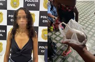 Mulher com bebê de colo e criança de seis anos é presa com cocaína em Teresina (Foto: Reprodução) Mulher com bebê de colo e criança de seis anos é presa com cocaína em Teresina (Foto: Reprodução)