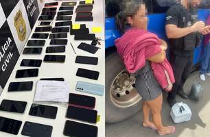 Mulher é presa com mais de 43 celulares roubados durante festa em José de Freitas (Foto: Reprodução) Mulher é presa com mais de 43 celulares roubados durante festa em José de Freitas (Foto: Reprodução)
