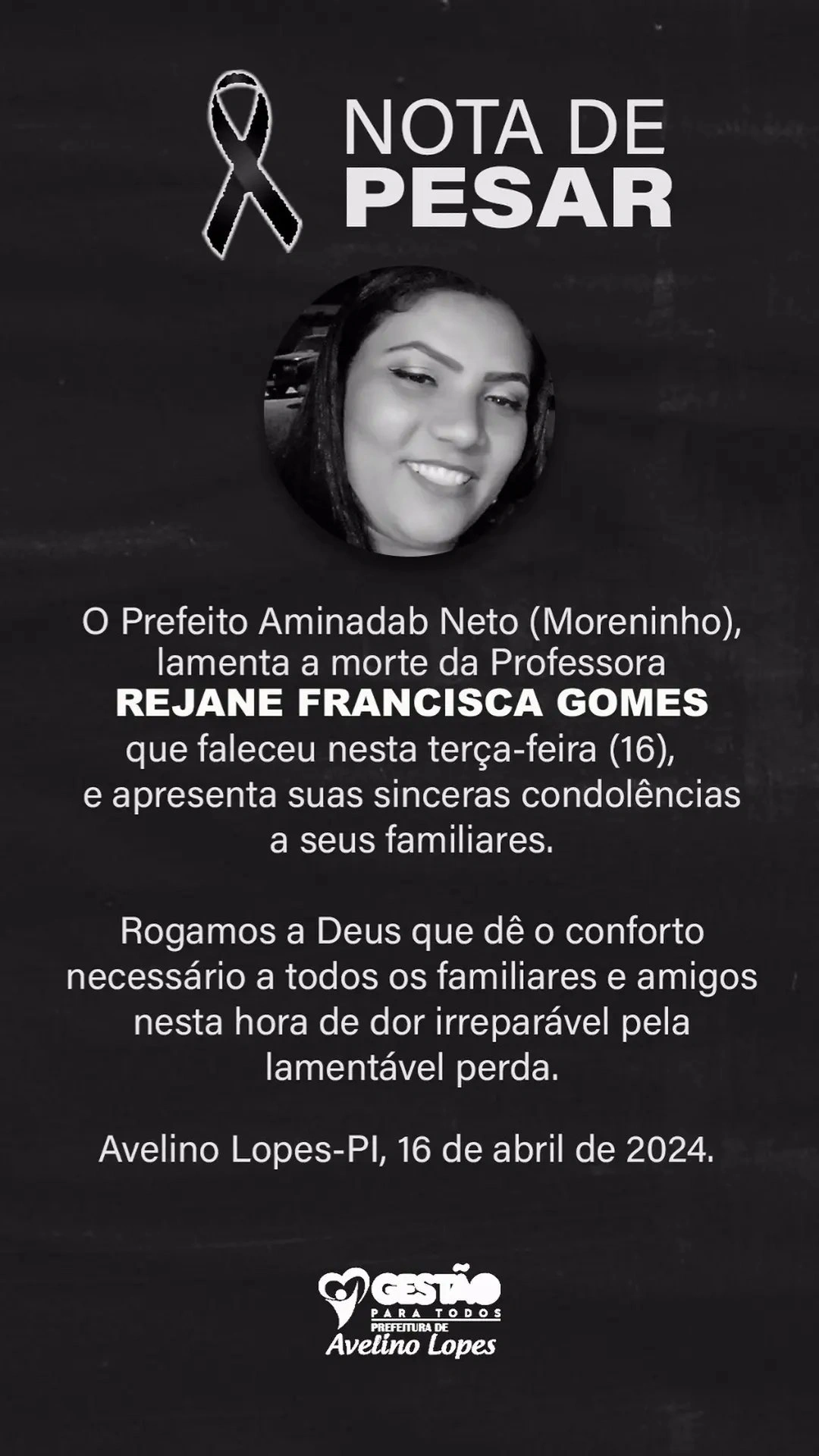 Nota emitida pela prefeitura de Avelino Lopes