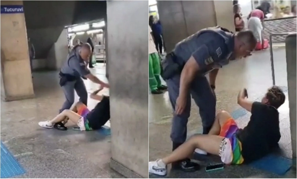 Policial agride mulher com tapa no rosto