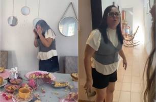 Blogueira coloca bomba no bolo de aniversário da mãe (Foto: Reprodução) Blogueira coloca bomba no bolo de aniversário da mãe (Foto: Reprodução)