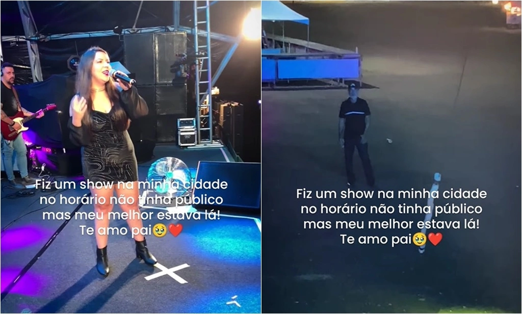 Cantora faz show apenas com pai na plateia