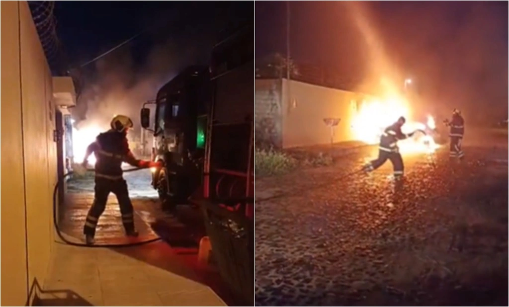 Carro pega fogo em Parnaíba