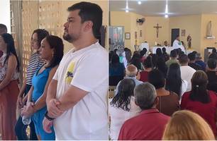 Dogim Félix em missa em homenagem ao Dia das Mães (Foto: Reprodução) Dogim Félix em missa em homenagem ao Dia das Mães (Foto: Reprodução)