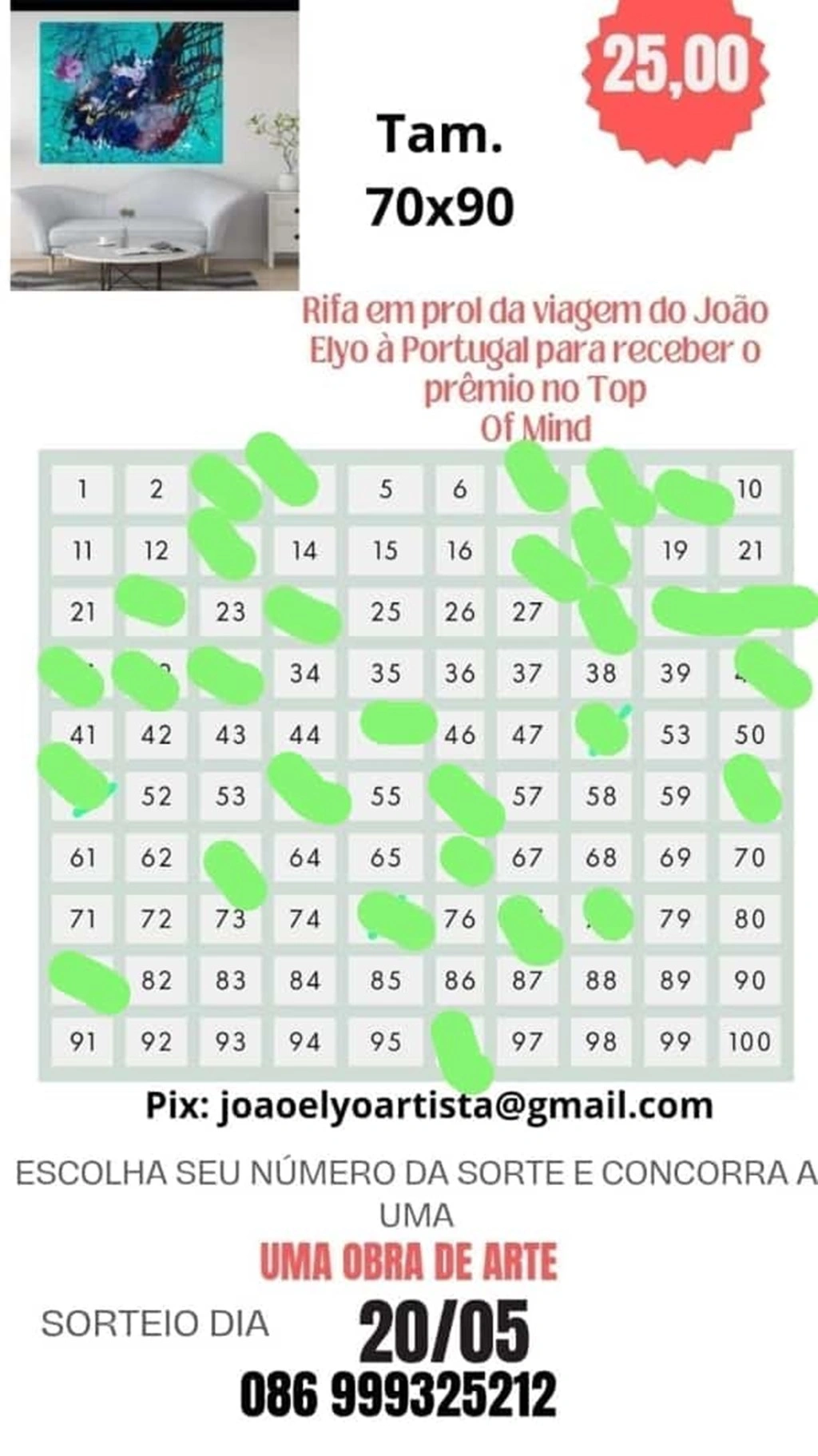 Rifa realizada pela família