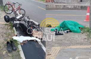 Colisão entre bicicleta e moto deixa um morto e outro gravemente ferido em Teresina (Foto: Reprodução) Colisão entre bicicleta e moto deixa um morto e outro gravemente ferido em Teresina (Foto: Reprodução)