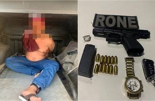 Homem é preso com arma roubada de policial militar do Piauí (Foto: Reprodução) Homem é preso com arma roubada de policial militar do Piauí (Foto: Reprodução)