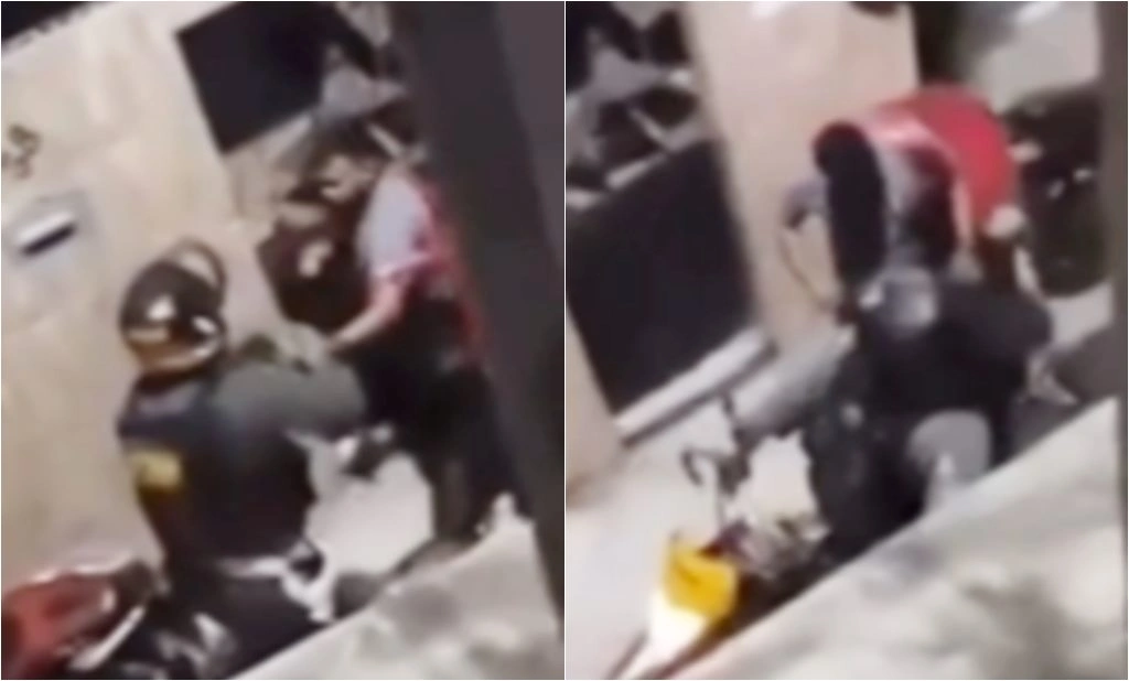 Policial agride entregador com soco e golpes de capacete