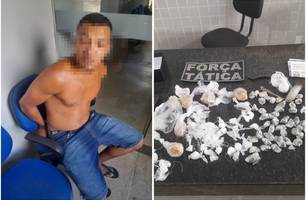 Suspeito de violência doméstica é preso com drogas e celulares em Campo Maior (Foto: Reprodução) Suspeito de violência doméstica é preso com drogas e celulares em Campo Maior (Foto: Reprodução)