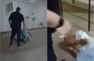 Vigilante agride paciente com socos e chutes (Foto: Reprodução) Vigilante agride paciente com socos e chutes (Foto: Reprodução)