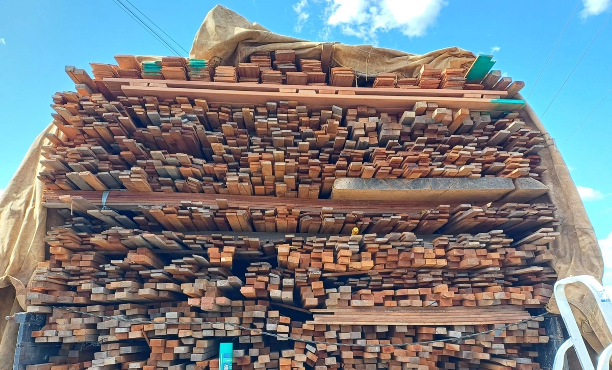 Carga de madeira ilegal apreendida pela PRF